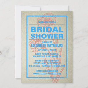 Rustic Blue & Red Bridal Shower Invitations