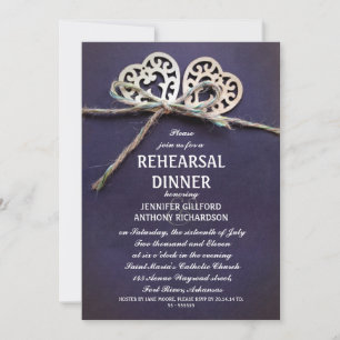 rustic blue rehearsal dinner invitation