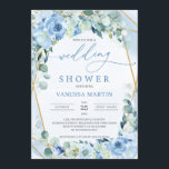 Rustic Blue Roses Gold Geometric Wedding Shower Invitation<br><div class="desc">Rustic Blue Roses Gold Geometric Wedding Shower invitation,  Contact me for matching items or for customisation,  Blush Roses ©</div>