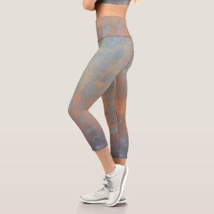 Rustic Blue Rust Abstract Art Nr67 Capri Leggings