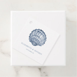 Rustic Blue Seashells Marine Ocean Beach Wedding Favour Tags