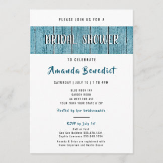 Rustic Blue Shiplap Wood Modern Bridal Shower Invitation