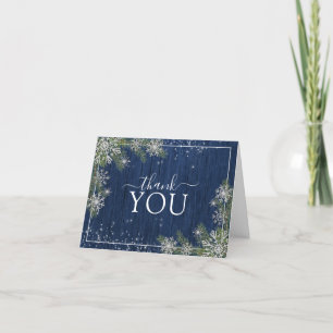 Rustic Blue Silver Winter Wood Thank You