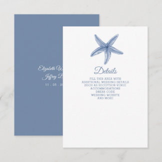 Rustic Blue Starfish Marine Ocean Beach Wedding Enclosure Card