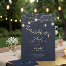 Rustic Blue String Lights Romantic Wedding