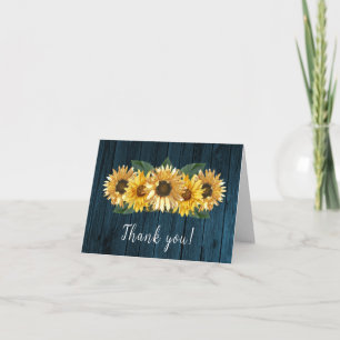 Rustic Blue Sunflower Wedding Thank You
