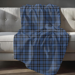 Rustic Blue Tartan Plaid Pattern Fleece Blanket