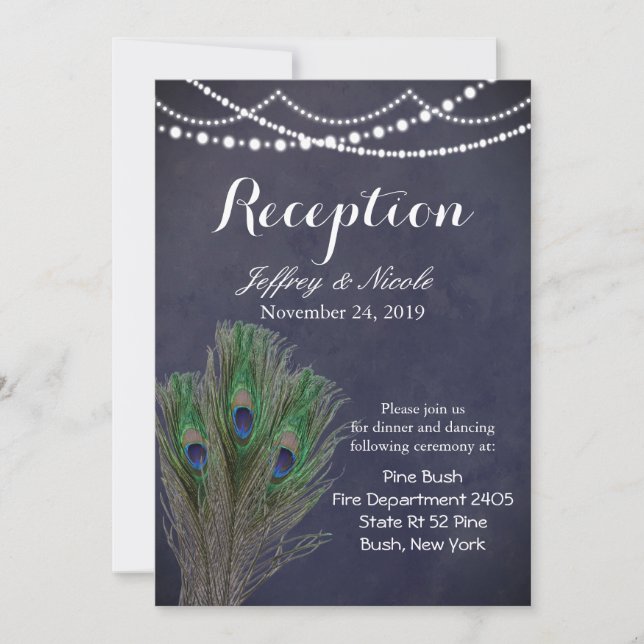 Rustic Blue Teal Feather Peacock Wedding Card (Front)