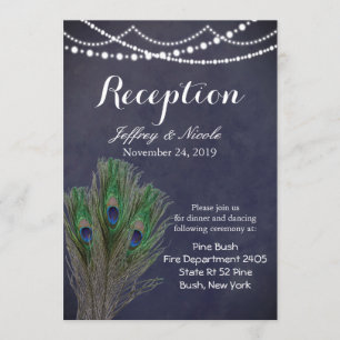 Rustic Blue Teal Feather Peacock Wedding Card
