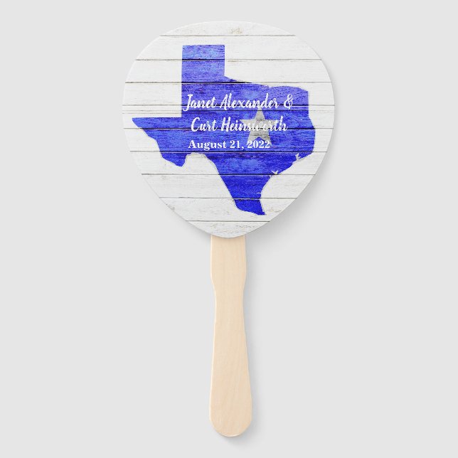 Rustic Blue Texas Wedding Program Fan (Back)