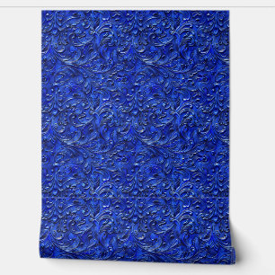 Rustic blue tooled leather  wallpaper