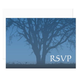 Rustic Blue Tree of Life Bar Mitzvah RSVP Card