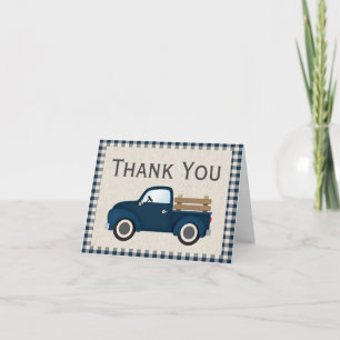 Rustic Blue Truck Thank You Card