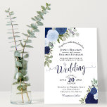 Rustic Blue Watercolor Roses Boho Floral Wedding Invitation<br><div class="desc">This beautiful wedding invitation features a rustic boho chic design with hand painted watercolor roses in shades of dusty blue, indigo, and navy. The elegant bouquet includes sprigs of lavender, eucalyptus, baby's breath and other leaves foliage and greenery all on a classic white background. Wonderful way to invite your friends...</div>