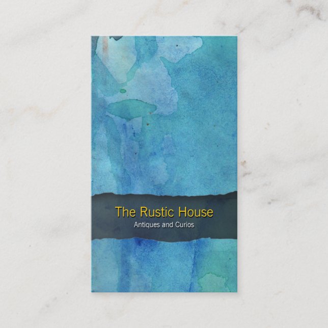 Rustic Blue Watercolor Wash Retail Business Card (Front)
