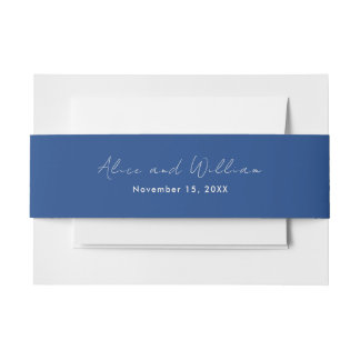 Rustic Blue Wedding Invitation Belly Band