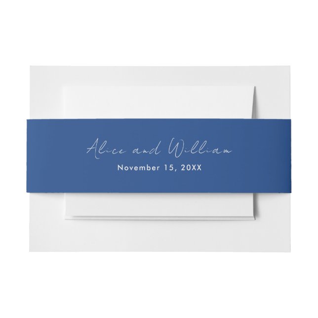 Rustic Blue Wedding Invitation Belly Band (Front Example)