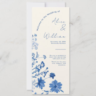 Rustic Blue Wedding Program Card
