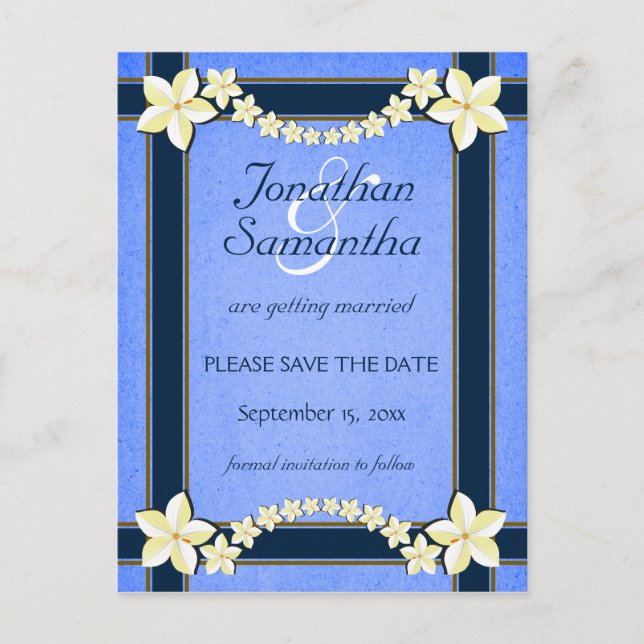 Rustic Blue Wedding Save The Date Announcements (Front)