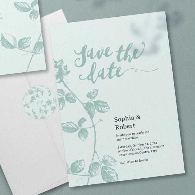 Rustic Blue Whimsical Floral  Save The Date (Rustic Whimsical Floral Wedding Save the date)
