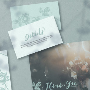 Rustic Blue Whimsical Floral Wedding Enclosure Card