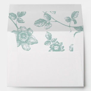 Rustic Blue Whimsical Floral Wedding Envelope