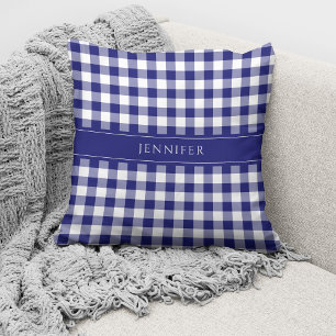 Rustic Blue & White Gingham Pattern Name  Cushion