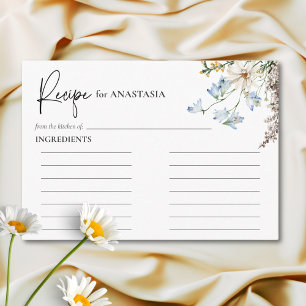 Rustic Blue Wildflowers & Daisies Shower Recipe Enclosure Card