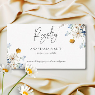 Rustic Blue Wildflowers & Daisies Shower Registry Enclosure Card