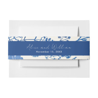 Rustic Blue Wildflowers Wedding Invitation Belly Band