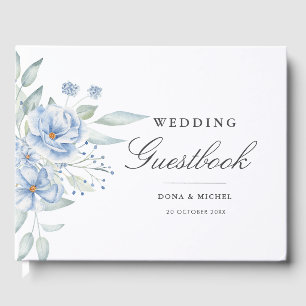 Rustic Blue Winter Floral Wedding Guest Book