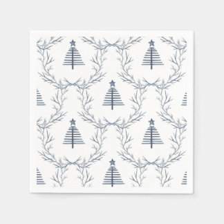 Rustic Blue Winter forest Nordic Scandi Christmas Napkin
