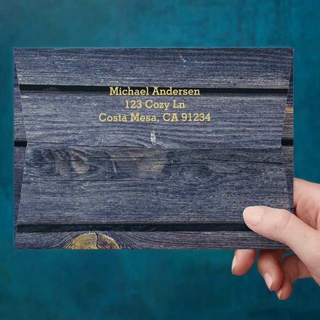 Rustic Blue Wood | Bachelor Weekend Monogram Envelope (Hand)