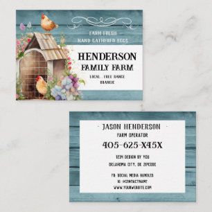 Rustic Blue Wood Chicken Eggs Farm Business Card