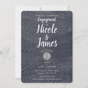 Rustic Blue Wood Grain Modern Barn Bridal Shower Invitation