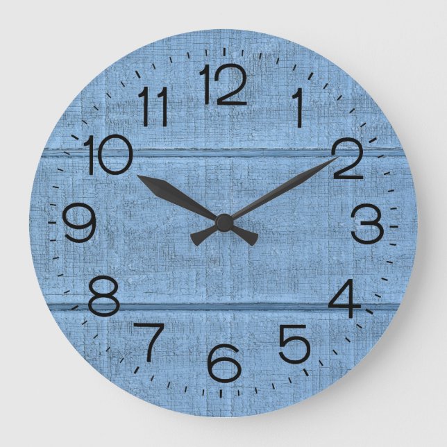 Rustic Blue Wood Large Clock (Front)