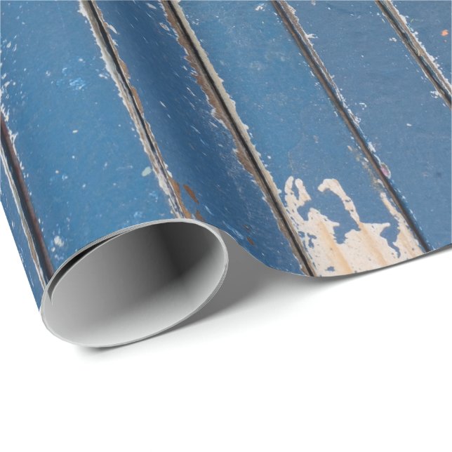 Rustic Blue Wood  Wrapping Paper (Roll Corner)