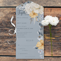 Rustic Blue Yellow & White Floral Blue No Dinner