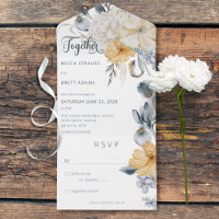 Rustic Blue Yellow & White Floral White No Dinner