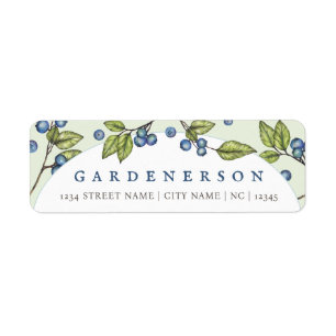 Rustic Blueberries Watercolor Label Return Address Label