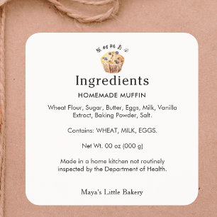 Rustic Blueberry Muffin Bakery Ingredients Product Square Sticker