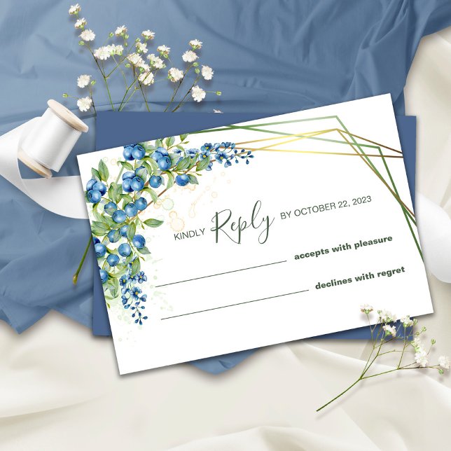 Rustic Blueberry RSVP Wedding Card (Creator Uploaded)