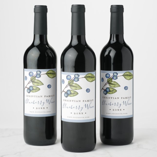 Rustic Blueberry Wine Label (Bottles)