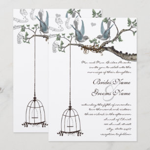 Rustic Bluebird Birdcage Wedding Invite