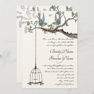 Rustic Bluebird Birdcage Wedding Invite