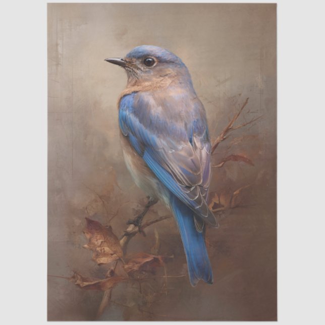 Rustic Bluebird Decoupage Tissue Paper (Front)