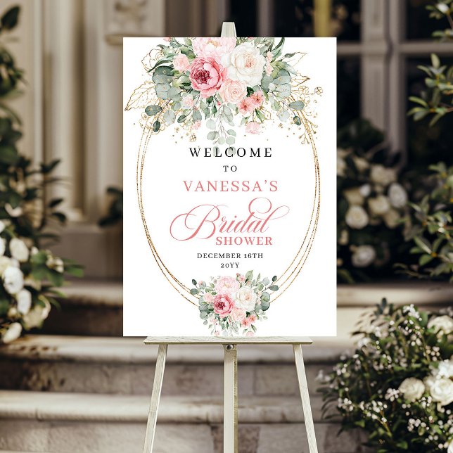 Rustic Blush and Gold Bridal Shower Welcome Poster (Rustic Blush and Gold Bridal Shower Welcome)