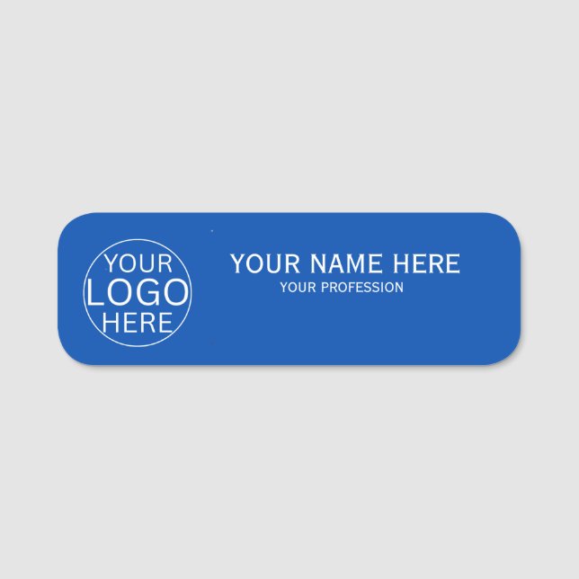 Rustic Blush Blue Custom Logo Employee  Name Tag (Front)