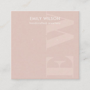 Rustic Blush Bold Monogram Stud Earring Display Square Business Card