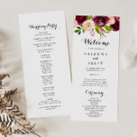 Rustic Blush Burgundy Floral Wedding Program<br><div class="desc">This rustic blush burgundy floral wedding program is perfect for a simple wedding. The design features pink,  blush,  red,  burgundy and bordo watercolor flowers with green foliage.</div>